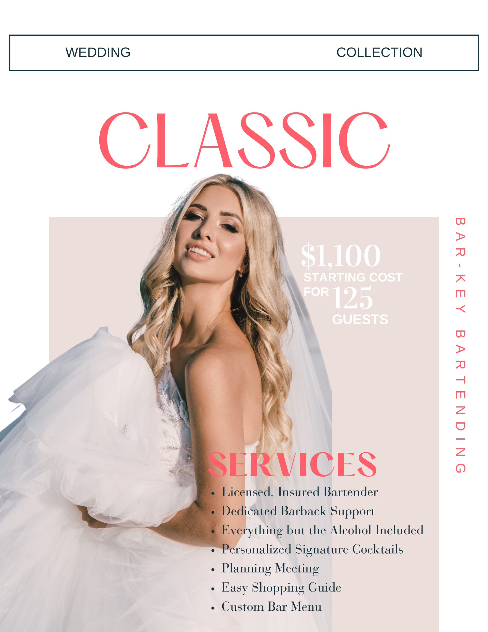 Classic wedding bar setup with elegant glassware