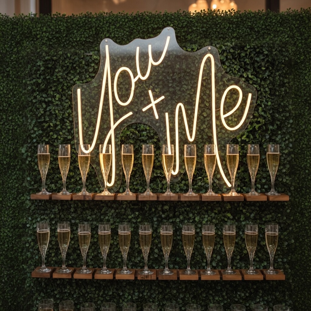 Elegant wedding bar setup